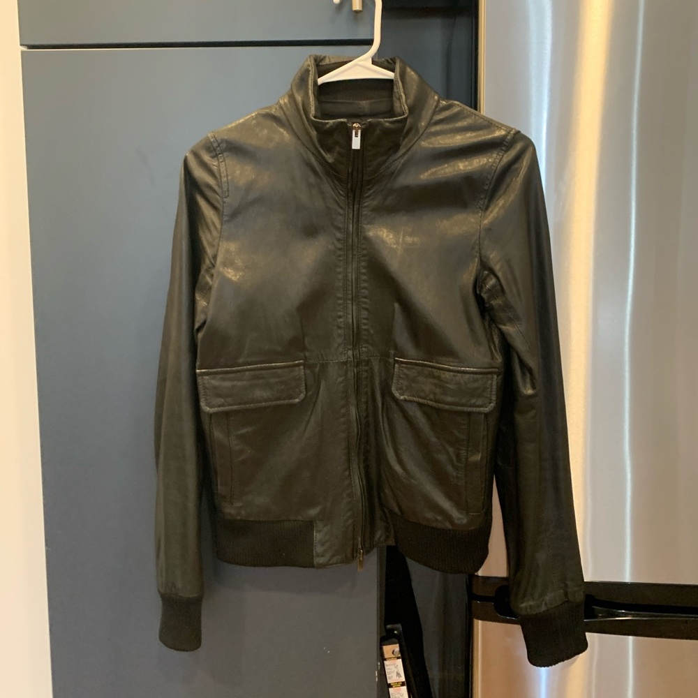 Theory Belare Leather Bomber Jacket
